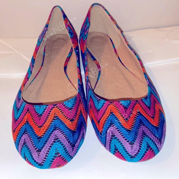❤️HostPick🌟US7🌈Rainbow Stripe Chevron Heringbone Easter Embroidery BALLET FLAT - Picture 5 of 9